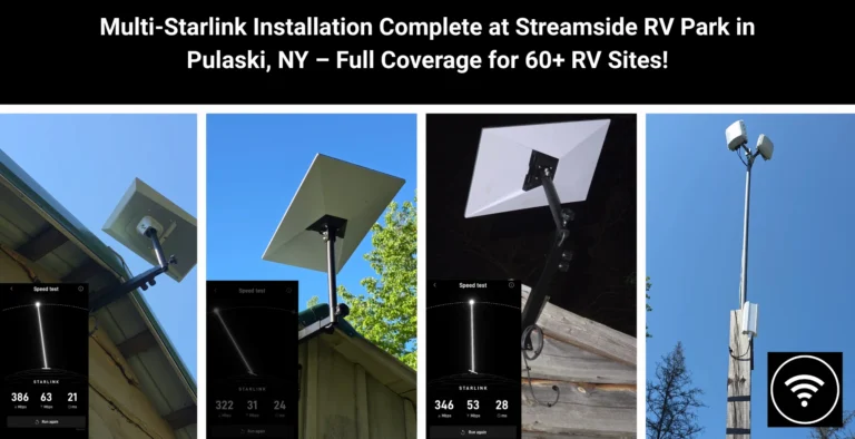 multi-starlink-installation-streamside-rv-park-pulaski-ny-full-coverage-for-60-rv-sites-on-157-acres.