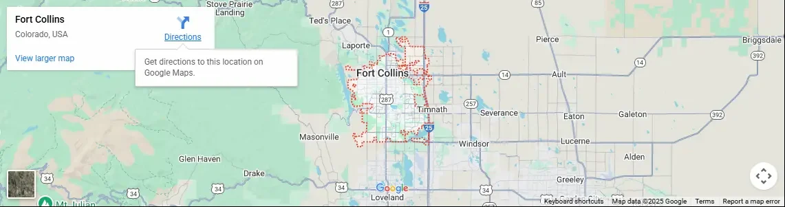 Our Starlink Installation Service Area: All of Fort Collins, Colorado, United States of America.