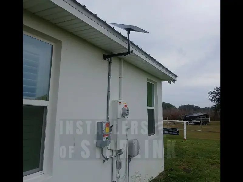 A recently completed Starlink under eave mount installation on a residential home by our skilled installers.